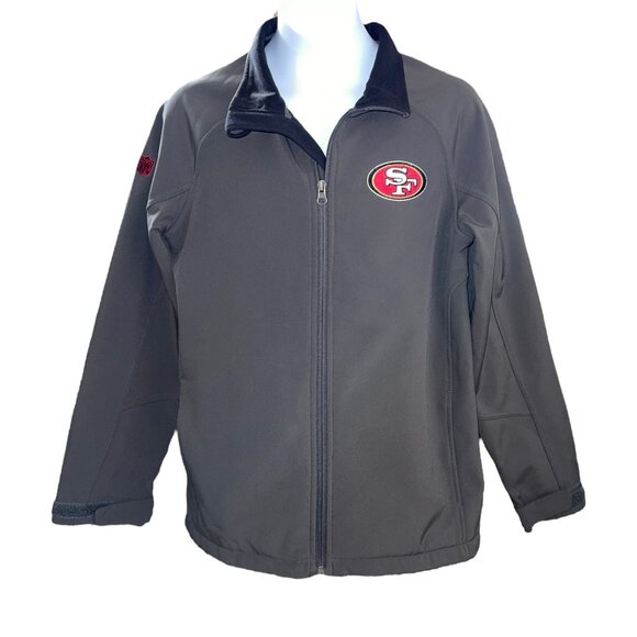 NFL Team Apparel San Francisco 49ers Jacket Boys M 10 12 Gray Embroidered Lined